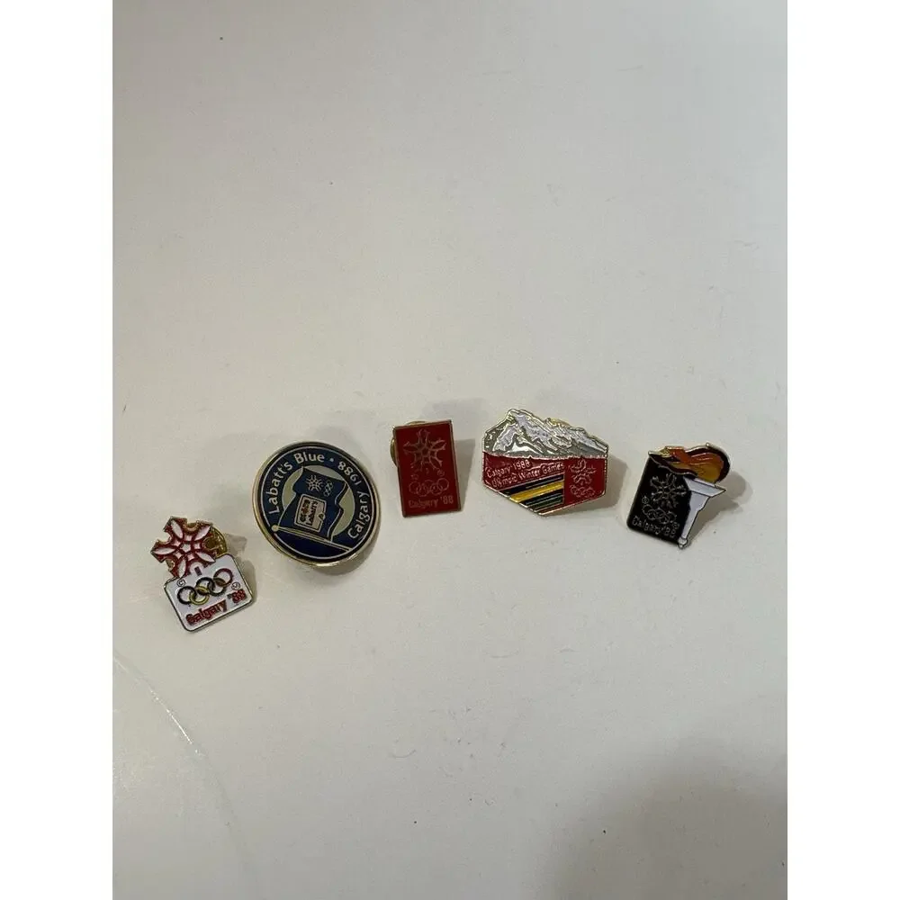Lot Of 5 Vintage 1988 Calgary Canada Winter Olympic Games Lapel Pins